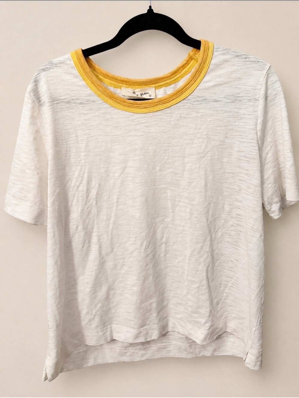 Molly Green Crewneck Tee with Yellow Trim